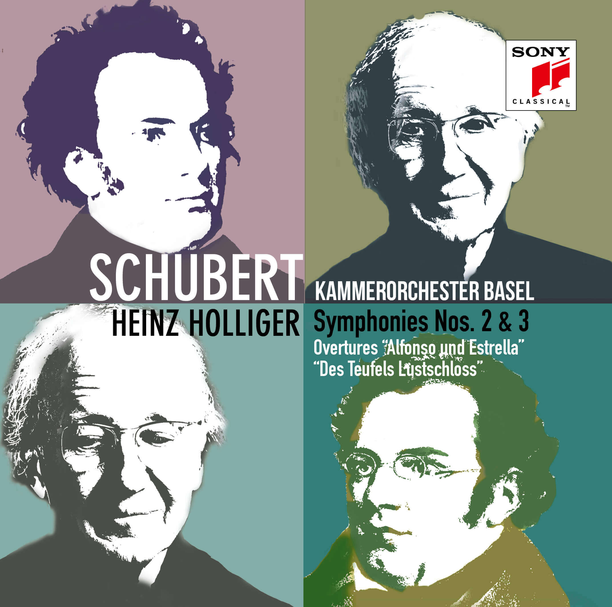 Album-Cover Sinfonien 2 und 3 von Franz Schubert, Kammerorchester Basel, Heinz Holliger