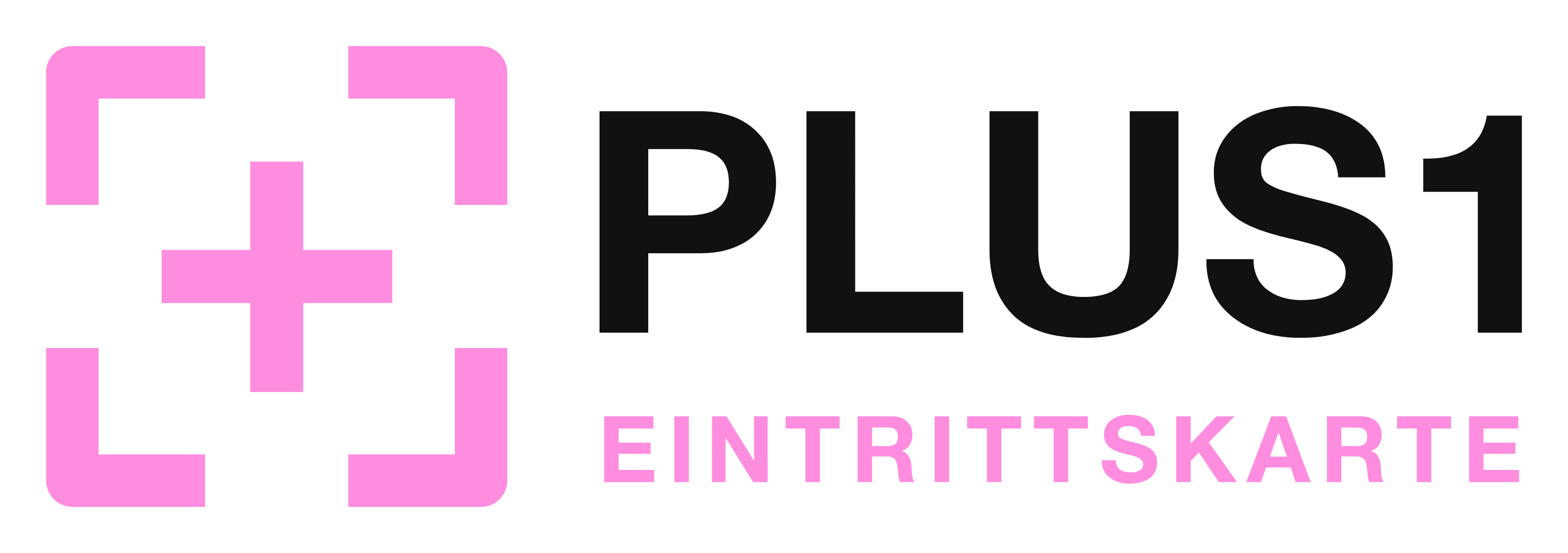 Logo Plus1, schwarz und rosa