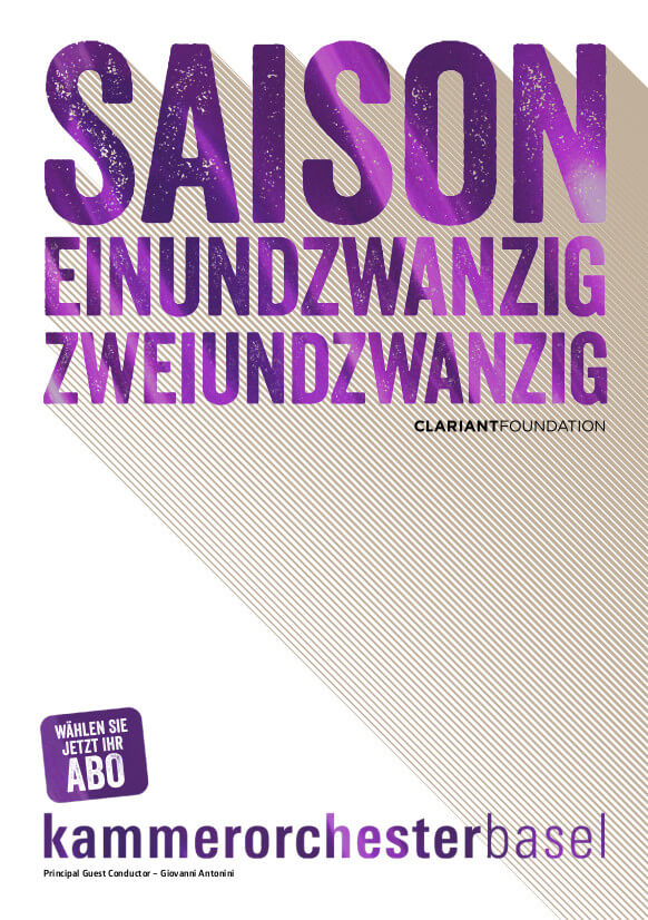 Cover page of the 2021/22 season program of the Basel Chamber Orchestra.